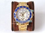 VR Rolex Yacht-Master 2 Gold Replica Watch White Dial Blue Ceramic Bezel 44MM